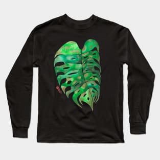 Another Monstera Deliciosa Variegata watercolor leaf Long Sleeve T-Shirt